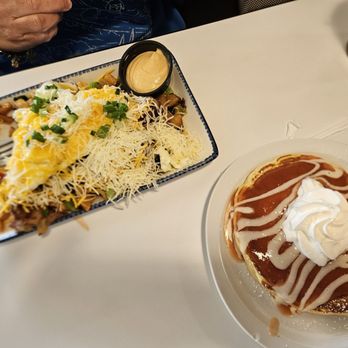 The Pan - Loaded potatoes with side guava pancake. - Pizza Near Me - Long Beach, California The Pan - Loaded potatoes with side guava pancake. - Pizza Near Me - Long Beach, California