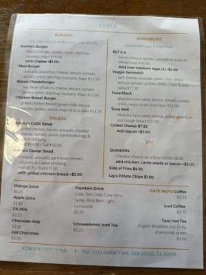 Menu photo 2 Konito's Cafe San Diego, CA