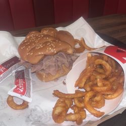 Arby's - Double BNC and curly fries. Moist. And hot
