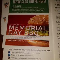 Timberlake Church - Issaquah - 05.18.2015 Come to the #MemorialDay #BBQ 23-24 May 2015 wknd 530p Saturday 11 5p Sunday