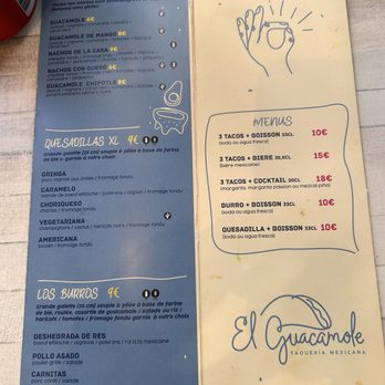 El Guacamolé - Menu - Mexican Near Me - Paris, 75 El Guacamolé - Menu - Mexican Near Me - Paris, 75