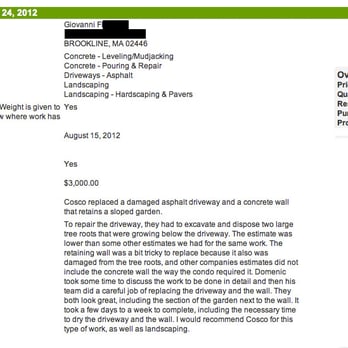 Cosco Landscape - Angie's List - Customer Review! - Landscaping Near Me - Watertown, Massachusetts Cosco Landscape - Angie's List - Customer Review! - Landscaping Near Me - Watertown, Massachusetts