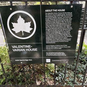 The Bronx County Historical Society - Signage describing history of Valentine-Varian House/Museum of Bronx History - Historical Tours Near Me - Bronx, New York The Bronx County Historical Society - Signage describing history of Valentine-Varian House/Museum of Bronx History - Historical Tours Near Me - Bronx, New York