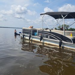 Big Papa's Pontoon Rentals - Anchored and relaxing by the island sand bar.
