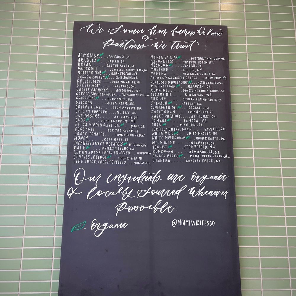 sweetgreen - a menu on the wall - Vegetarian Near Me - Palm Beach, Florida sweetgreen - a menu on the wall - Vegetarian Near Me - Palm Beach, Florida