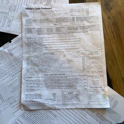 Hillbilly's Cabin Restaurant - Menu
