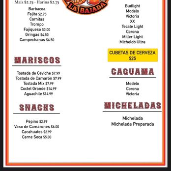 Micheladas La Bajada - Full menu - Tacos Near Me - Dallas, Texas Micheladas La Bajada - Full menu - Tacos Near Me - Dallas, Texas