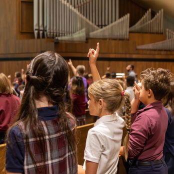 Our Savior Lutheran School - Students worship during the invocation at chapel service. - Elementary Schools Near Me - Louisville, Kentucky Our Savior Lutheran School - Students worship during the invocation at chapel service. - Elementary Schools Near Me - Louisville, Kentucky