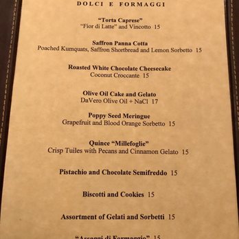 Babbo - Dessert menu - Italian Near Me - New York, New York