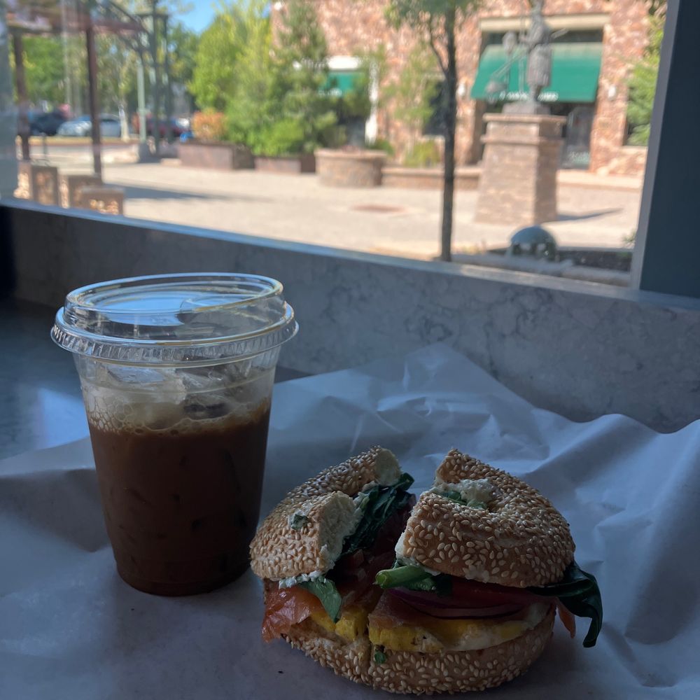 The Bagel Den - The Lox breakfast bagel. Double shot over ice. - Breakfast & Brunch Near Me - Provo, Utah The Bagel Den - The Lox breakfast bagel. Double shot over ice. - Breakfast & Brunch Near Me - Provo, Utah