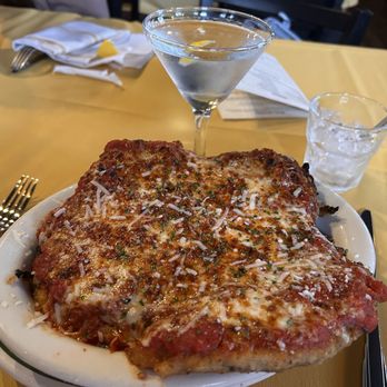 DeNatale’s - The chicken parmigiana with a perfectly made Tito martini. - Italian Near Me - Hudson Falls, New York