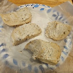 Yorktown Bagels & Bialys - This is an $8.00 Everything Bagel with Whitefish Salad.