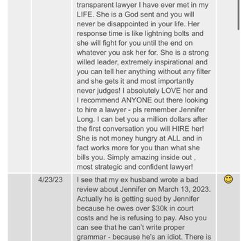 Jennifer Long - Further client reviews from lawyerratinz - Divorce & Family Law Near Me - Richmond Hill, Ontario Jennifer Long - Further client reviews from lawyerratinz - Divorce & Family Law Near Me - Richmond Hill, Ontario