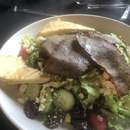 Gyro Salad with naan.