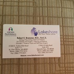 Lakeshore Ear, Nose & Throat Center - Dr. BRAMMER, is a wonderful ear doctor. I've known him for 20 years for my ear issues due to Spring/Fall allergies and my Mom is a patient