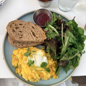 Sunflower Caffe - * Sweet Corn & Chevre Scramble The eggs were absolutely fire - yum. - Coffee & Tea Near Me - Sonoma, California