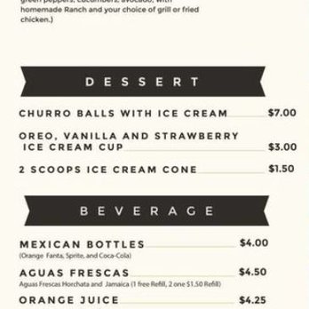 Bubu's Restaurant - Dessert Menu - Mexican Near Me - Long Beach, California