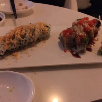 Friends Sushi - Left - Crunchy Roll Right - Spicy Dragon(?) - Sushi Bars Near Me - Chicago, Illinois