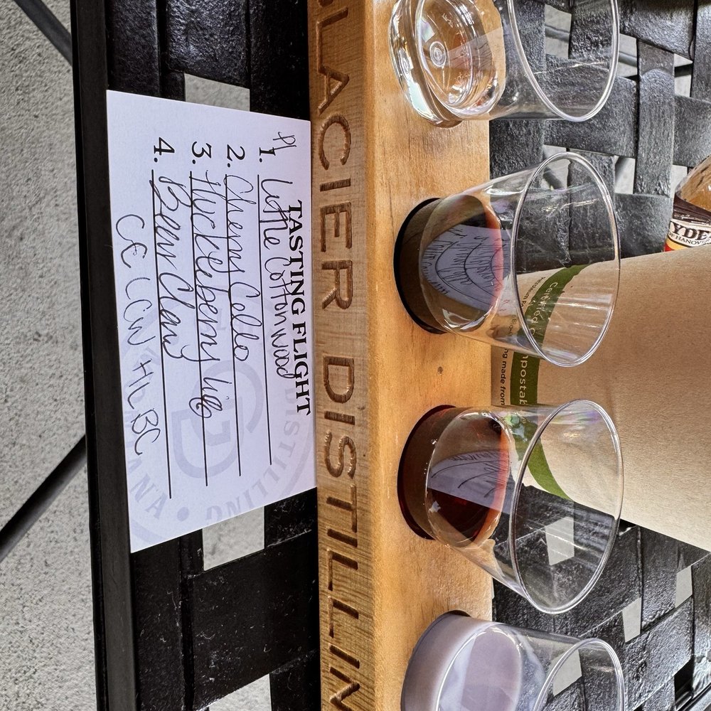 Glacier Distilling Company - Tasting Flight with my favorite liqueurs - Beer, Wine & Spirits Near Me - Coram, Montana