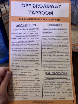 Menu photo 4 Off Broadway Taproom Madison, IN