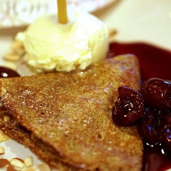 Chez Panisse - Warm buckwheat crêpe with kirsch ice cream and cherries - New American Near Me - Berkeley, California Chez Panisse - Warm buckwheat crêpe with kirsch ice cream and cherries - New American Near Me - Berkeley, California