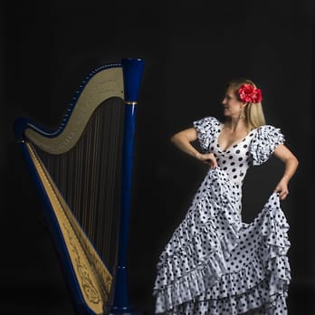 Laurie Rasmussen, Harpist - Concert publicity for Baroque Flamenco. Photo by Iris Kim - Musical Instruments & Teachers Near Me Laurie Rasmussen, Harpist - Concert publicity for Baroque Flamenco. Photo by Iris Kim - Musical Instruments & Teachers Near Me