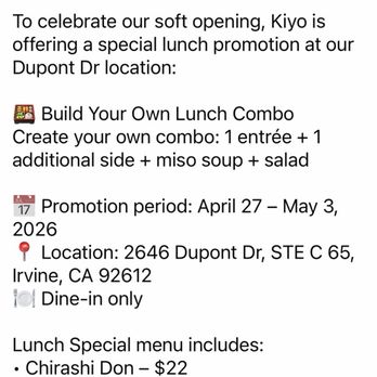Kiyo Japanese Grill & Sake - Current Deals - Japanese Near Me - Irvine, California Kiyo Japanese Grill & Sake - Current Deals - Japanese Near Me - Irvine, California