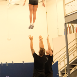 Allegiance Athletics - Flying high! In this picture you see our clinic coaches teaching our athletes to stunt safely.
