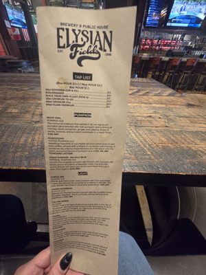 Menu photo 5 Elysian Fields Seattle, WA