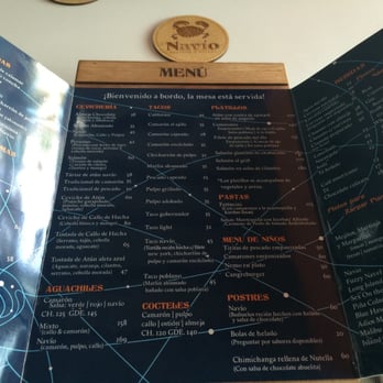 Navio - El menu - Seafood Near Me - Tijuana, BCN