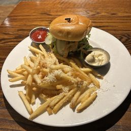 Burger and truffle fries Burger and truffle fries