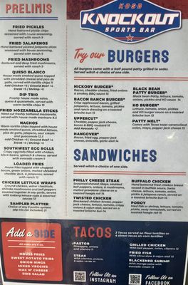 Menu photo 2 Knockout Sports Bar Plano, TX Menu photo 2 Knockout Sports Bar Plano, TX