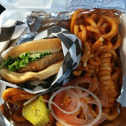 Blondie's Truck Stop & Diner - Fried chicken sandwich and curly fries