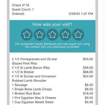 KG BBQ - Receipt - Egyptian Near Me - Austin, Texas KG BBQ - Receipt - Egyptian Near Me - Austin, Texas