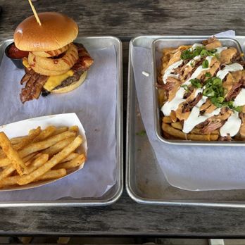 Oak Park Brewing - Western bacon cheeseburger, fries, Pulled Pork Fries - Burgers Near Me - Sacramento, California Oak Park Brewing - Western bacon cheeseburger, fries, Pulled Pork Fries - Burgers Near Me - Sacramento, California