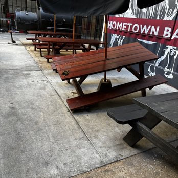 Hometown Bar-B-Que - The collapsed table that they so miraculously removed as if it wasn't there - Barbeque Near Me - Brooklyn, New York Hometown Bar-B-Que - The collapsed table that they so miraculously removed as if it wasn't there - Barbeque Near Me - Brooklyn, New York