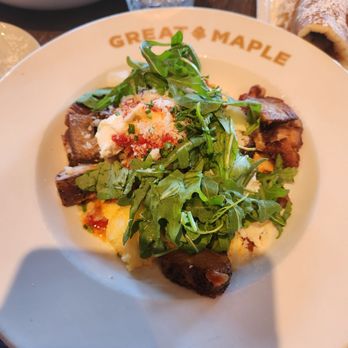 Great Maple San Diego - Pork Belly: pork belly was crispy & reminded me of lechon kuwali from Filipino Cuisine, 9/10. Polenta was creamy & addicting, 10/10! - Breakfast & Brunch Near Me - San Diego, California Great Maple San Diego - Pork Belly: pork belly was crispy & reminded me of lechon kuwali from Filipino Cuisine, 9/10. Polenta was creamy & addicting, 10/10! - Breakfast & Brunch Near Me - San Diego, California