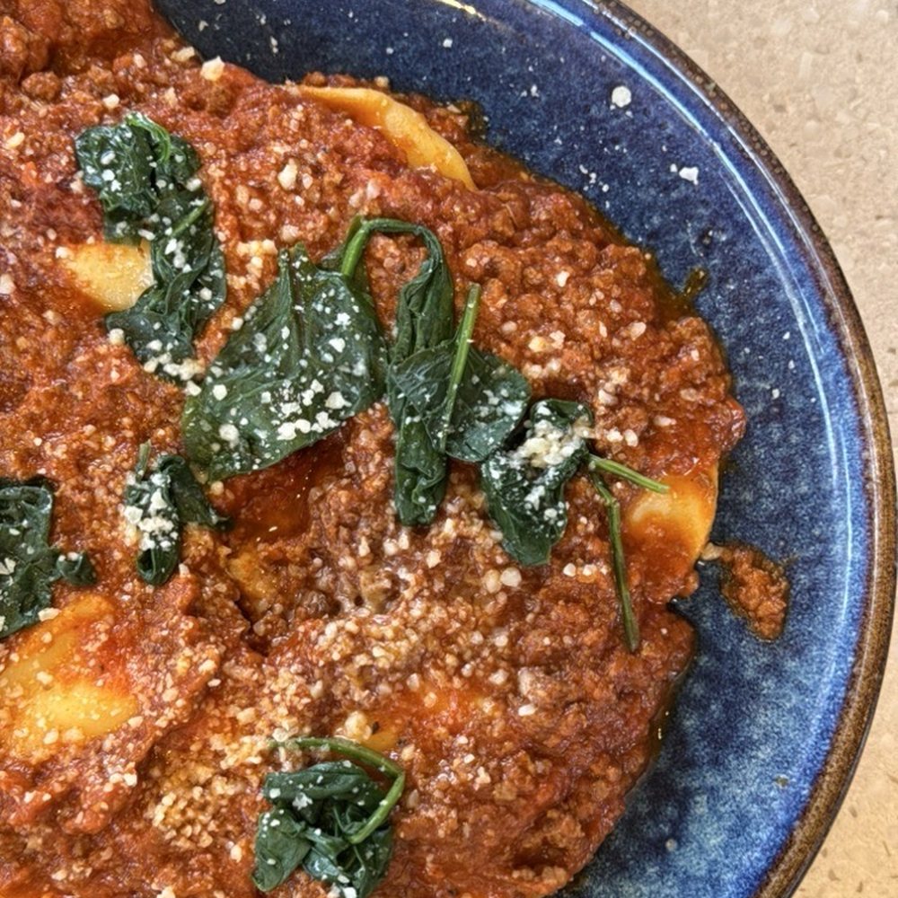 Ravioli in meat sauce from Mother's Day menu