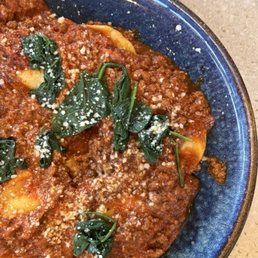 Ravioli in meat sauce from Mother's Day menu