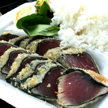 Monarch Seafoods - Ahi katsu with nalo greens and rice - Seafood Near Me - Honolulu, Hawaii