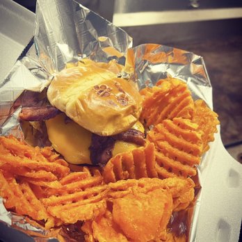 Bruno's Burger Bar - Bacon Cheese Burger with Sweet Tatuh Waffle Fries - Food Trucks Near Me