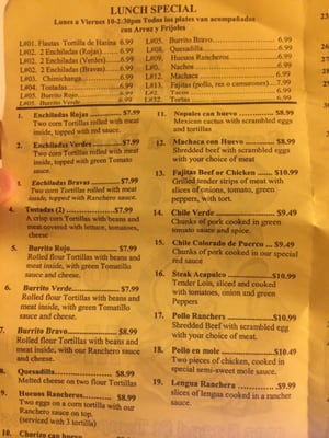 Menu photo 8 La Fiesta Mexican Store Tampa, FL