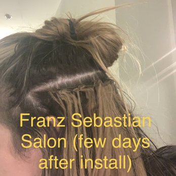 Franz Sebastian Salon - The extension install line a few days after leaving the salon (already sagging and coming out) - Hair Salons Near Me - Bethesda, Maryland Franz Sebastian Salon - The extension install line a few days after leaving the salon (already sagging and coming out) - Hair Salons Near Me - Bethesda, Maryland