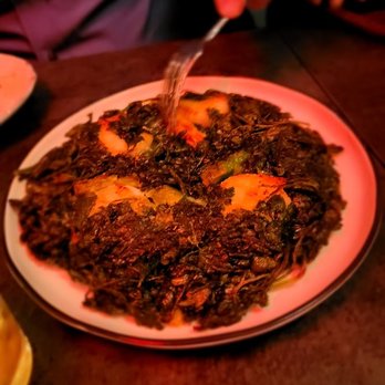8282 - Shrimp Parsley Jeon-Pan-fried shrimp & parsley mixed with light batter, served with 8282 soy sauce. Fantastic take on Jeon. - Korean Near Me - New York, New York