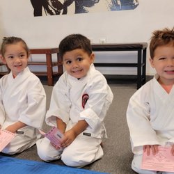 Corpus Christi Family Martial Arts Academy - Little Dragons program. Ages 3 & 4. Waiting for class to begin.