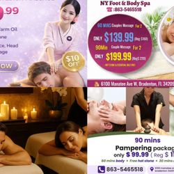 NY Foot & Body Spa - 60 mins couple massage for 2 only $ 139.99 ( Reg $ 160), hot stone & essentials oils for free