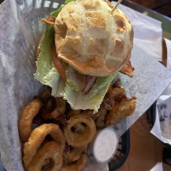 Jacks Place - Bbq burger and beer batter onion rings - American Near Me - Boulder City, Nevada