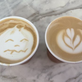 Spruce Cafe - Pumpkin Spice Latte to the left and a Honey Lavender Latte. Really good! - Cafes Near Me - South San Francisco, California Spruce Cafe - Pumpkin Spice Latte to the left and a Honey Lavender Latte. Really good! - Cafes Near Me - South San Francisco, California