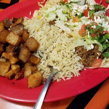 Fuzzy's Taco Shop - Taco Plate with Cilantro Lime Rice and Latin Fried Potatoes - Breakfast & Brunch Near Me - Stillwater, Oklahoma Fuzzy's Taco Shop - Taco Plate with Cilantro Lime Rice and Latin Fried Potatoes - Breakfast & Brunch Near Me - Stillwater, Oklahoma