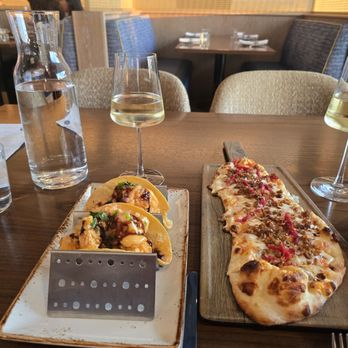 Meril - Crispy Shrimp Tacos and Hot Sausage flat bread - American Near Me - Henderson, Nevada Meril - Crispy Shrimp Tacos and Hot Sausage flat bread - American Near Me - Henderson, Nevada